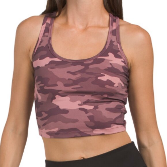 NEW CALVIN KLEIN Print Scoop Neck Crop Top Mauve for women 163mtn - Picture 3 of 7